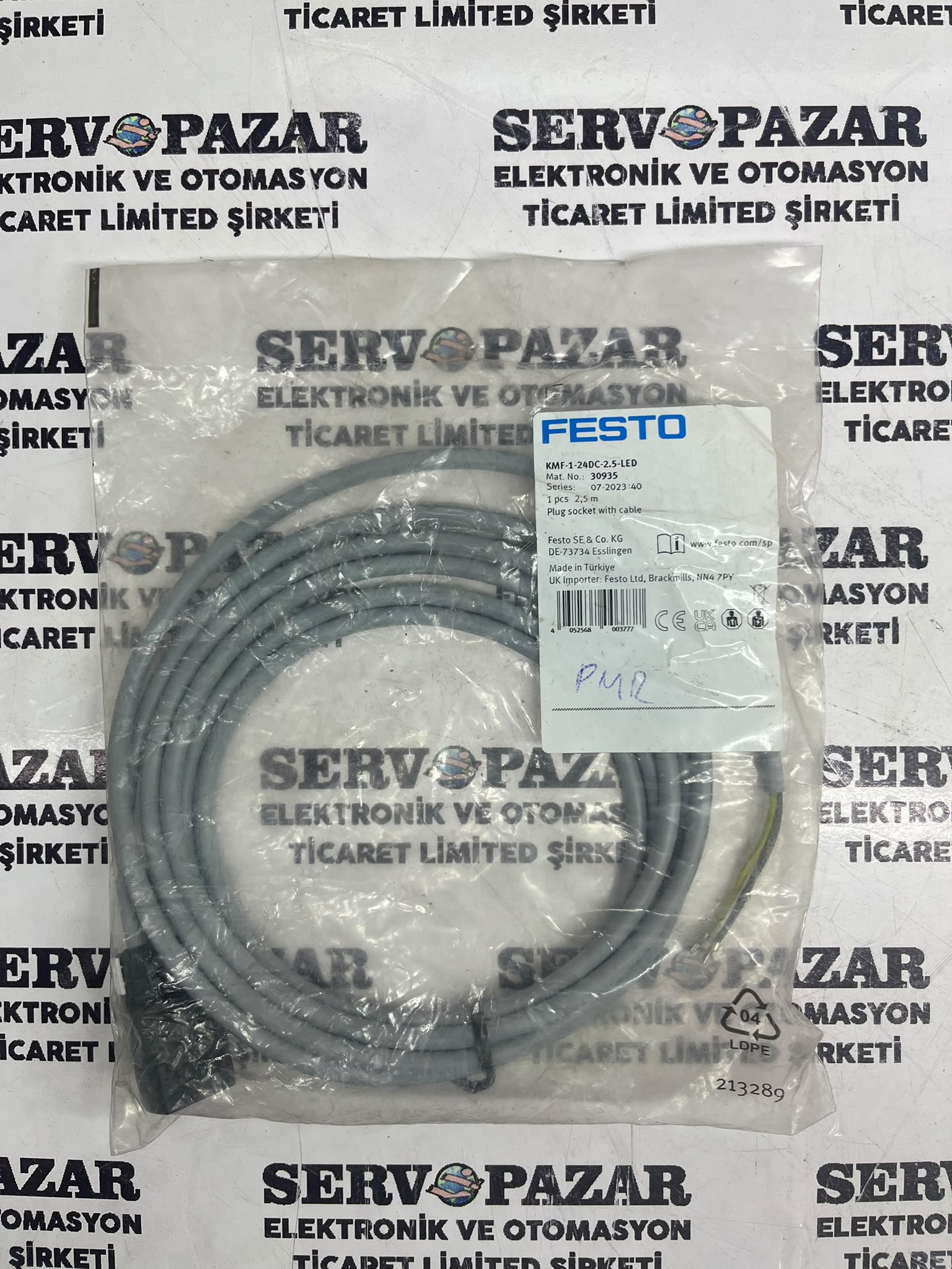 Festo KMF-1-24DC-2.5-LED Valf Soketli Kablo (24V DC / 2.5 Metre / LED’li) 30935 – Sıfır